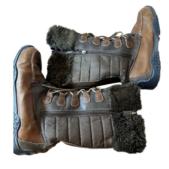 Pajar Phyllis Brown Leather Faux Fur Tall Winter Lace Up Snow Boots Women's 10 - Picture 8 of 16
